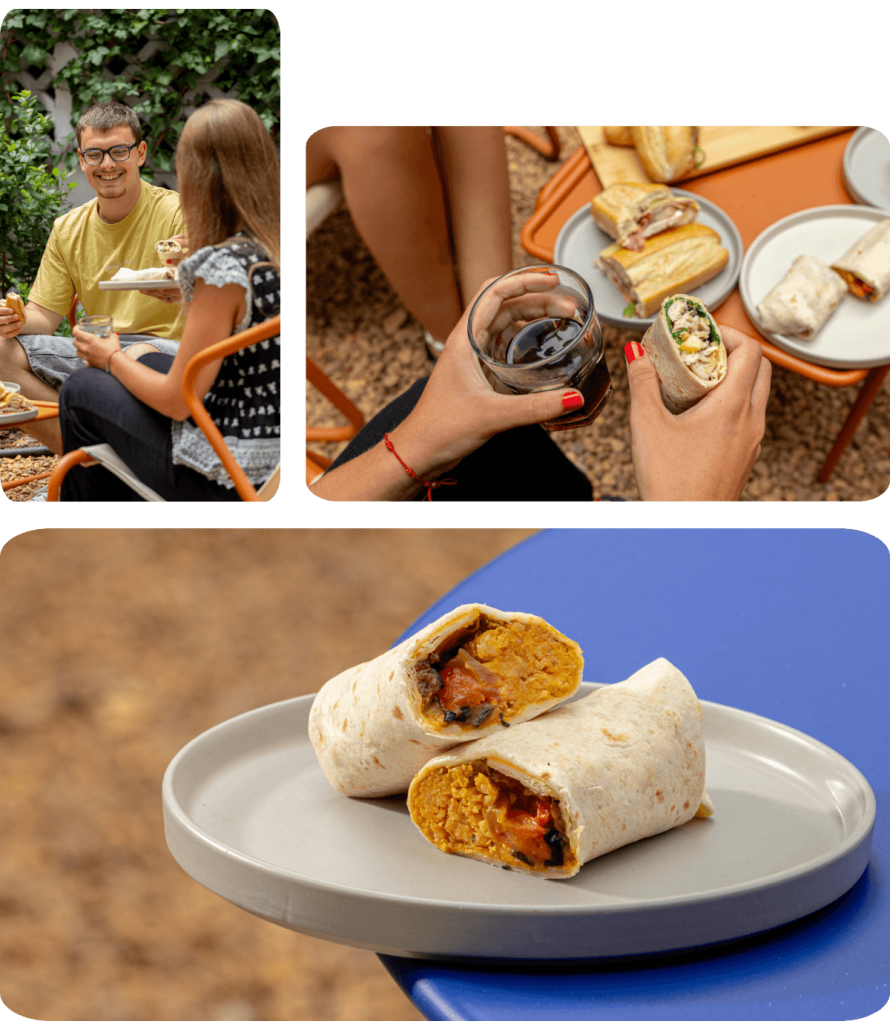 Jovenes disfrutando de wraps envasados y listos para servir